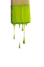 lime green paint dripping from a paint brush 