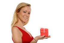 woman holding a Valentine's gift 