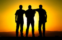 silhouette of three men 