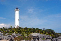 A lighthouse off the coast of the Caribbean