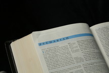 Open Bible in the book of Zechariah