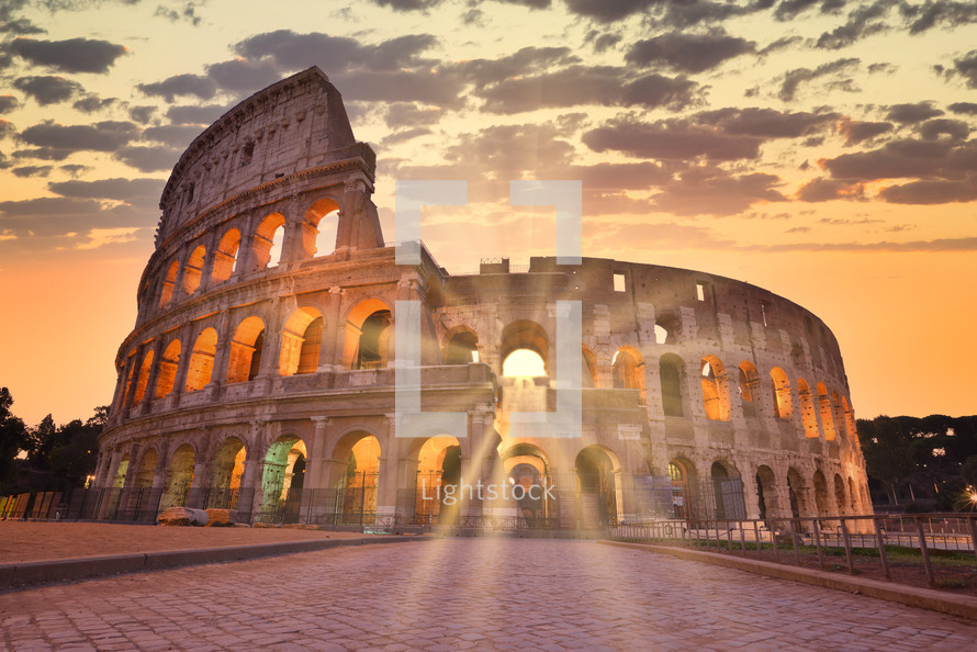 Night view of Colosseum in Rome, Italy. Rome architecture and landmark