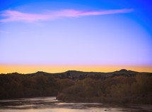 Rio Grande river at sunset 