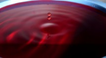 Water drop photography, red water drops
