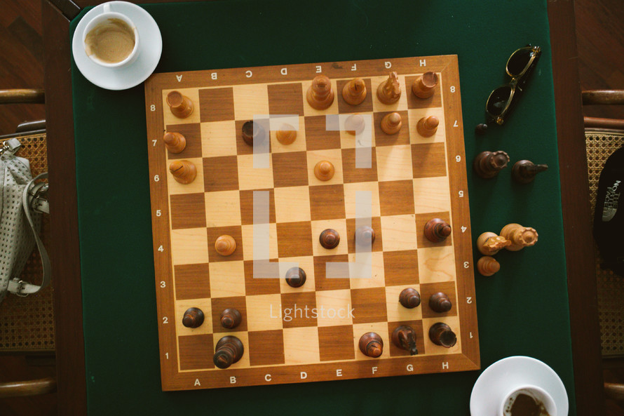 espresso and chess board 