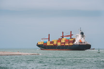Container freight ship in the sea
