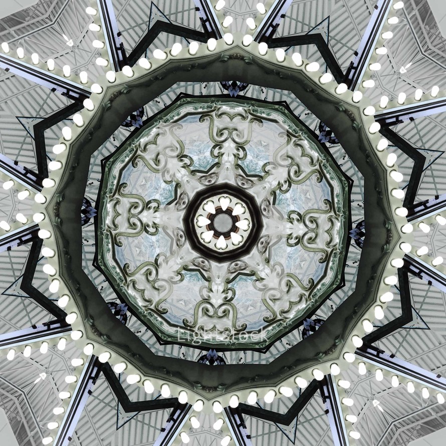 kaleidoscopic design abstract of architectural elements