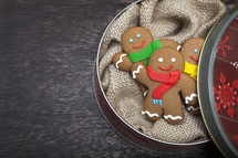 gingerbread man cookies in a tin 