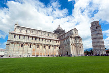 Cathedral and leaning tower at Piazza dei Miracoli in Pisa, Italy.