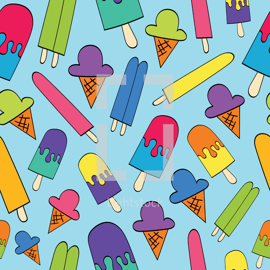 ice cream and popsicles pattern background 