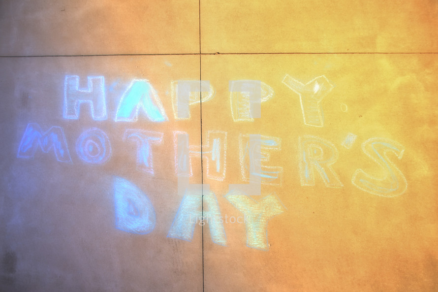 Mother's Day message in chalk on a driveway.
