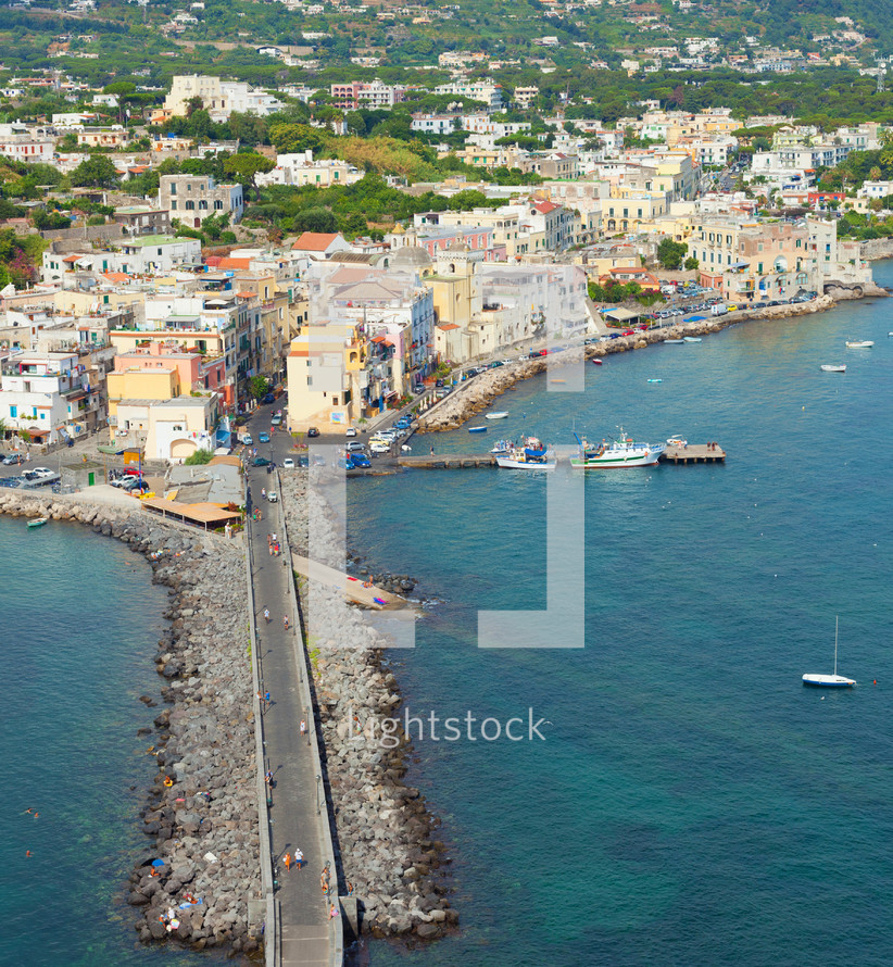 view of Ischia Ponte, Ischia island, Italy