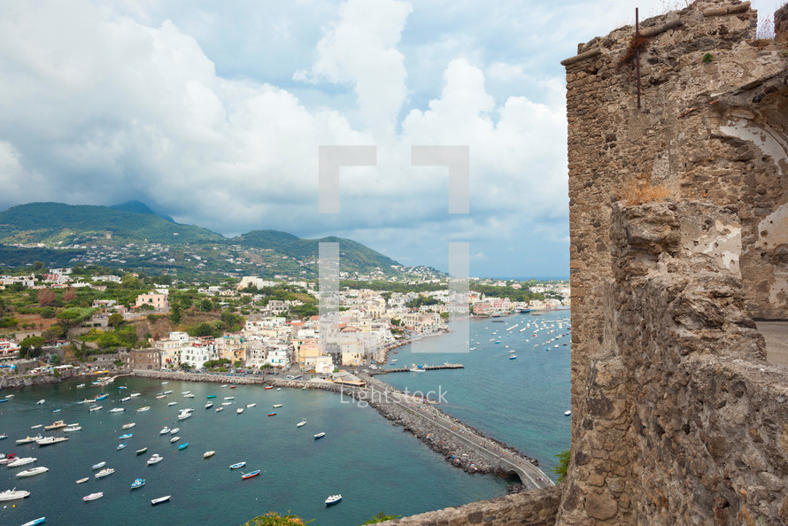 view of Ischia Ponte, Ischia island, Italy