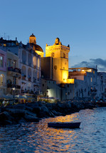 Bay by night of Ischia island, Italy
