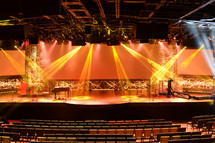strobe lights on a stage 