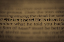 He isn't here! He is risen