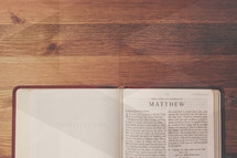 Bible open to Matthew 