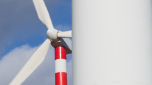 Detail of Ogive and propeller of wind power plant in operation