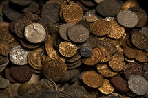 A pile of old coins