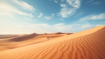 Desert sand landscape with blue sky. 