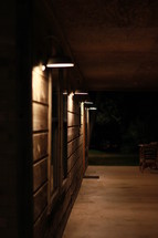 outdoor lamps on a front porch 