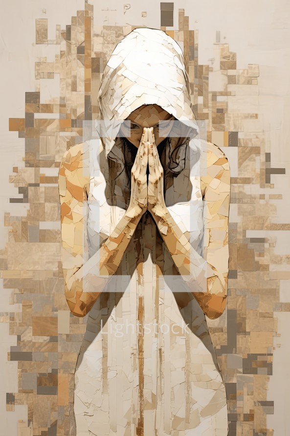 Woman in prayer, digital illustration