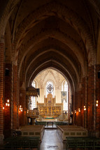 The interior of a great cathedral 