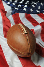 American flag and a football 