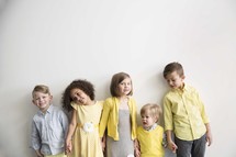 row of children in church clothes 