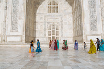 people visiting the Taj Mahal 