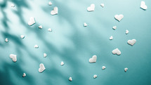 light blue background with white hearts