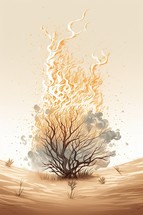 Biblical burning bush, minimal illustration