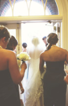 Bride with Bridesmaids Blurred