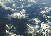 aerial view over a mountain range 