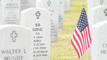 American flag in a cemetery 