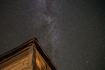 Milky Way galaxy and a wooden hut