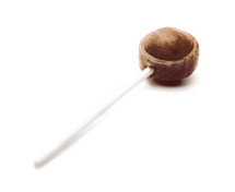 Single Brown Lollipop on a White Background