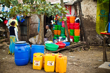 water jugs and food pails in Ethiopia