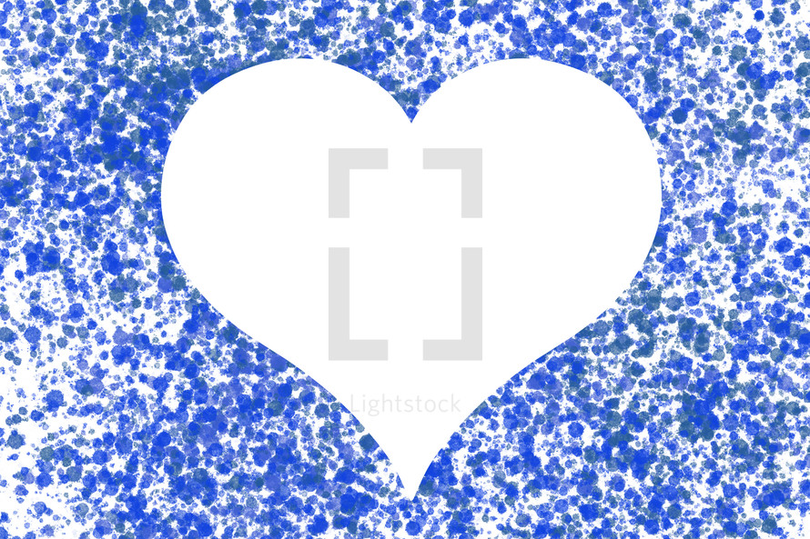 white heart with speckled background 