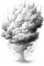Black and white illustration of the burning bush