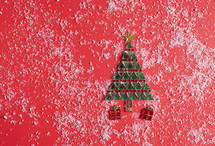 Christmas tree on a red background 