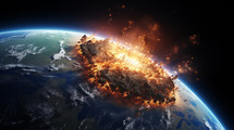 Explosion on the earth's surface depicting armageddon. 