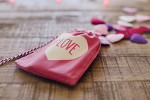 a Valentines baggie with the word love 