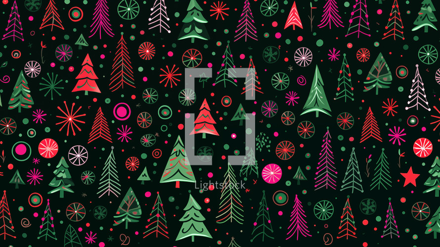 Retro colorful Christmas patterned background. 