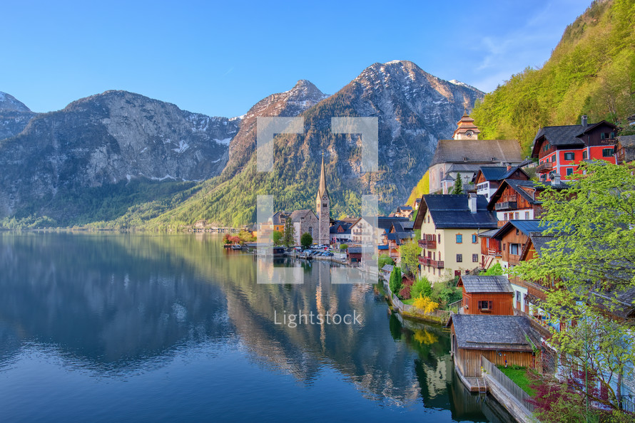 Hallstatt mountain village in the Austrian Alps