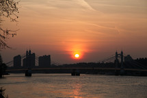City bridge at sunset