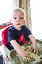 a cake smash at a first birthday party 