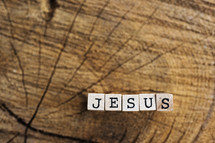 word Jesus on wood blocks 
