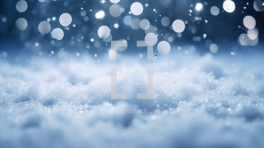 Falling snow background with bokeh. 