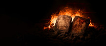 The Ten Commandments with copy space: Tablets of the Law, Tablets of Stone, Stone Tablets or Tablets of Testimony, tablets of the covenant, tablets of testimony. Book of Exodus.
